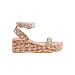 Valentino Rockstud Flatform Sandal In Calfskin 45mm Poudre