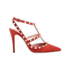 Valentino Rockstud Suede Pumps 100mm Red