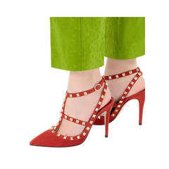 Valentino Rockstud Suede Pumps 100mm Red