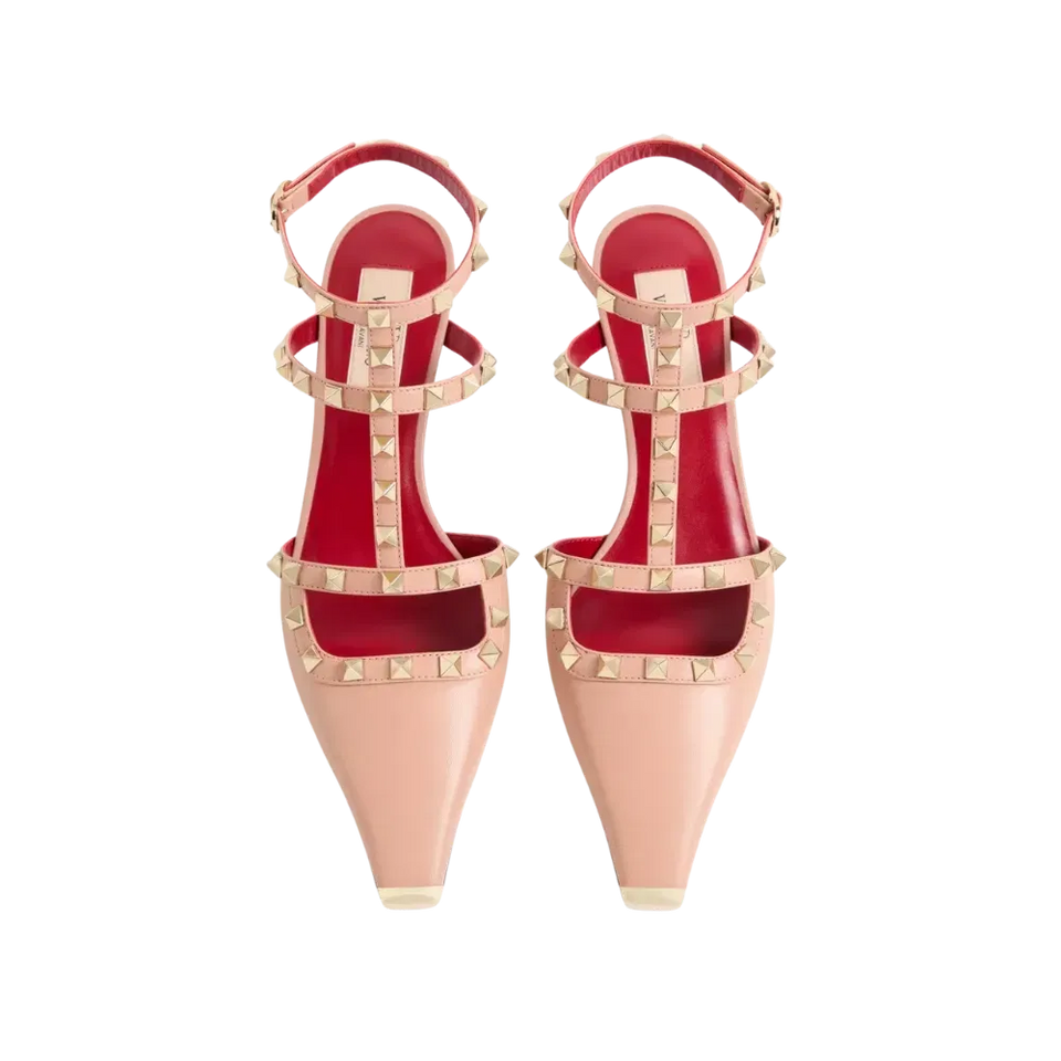 Valentino Rockstud Court Shoes In Kid Leather 40mm Phard