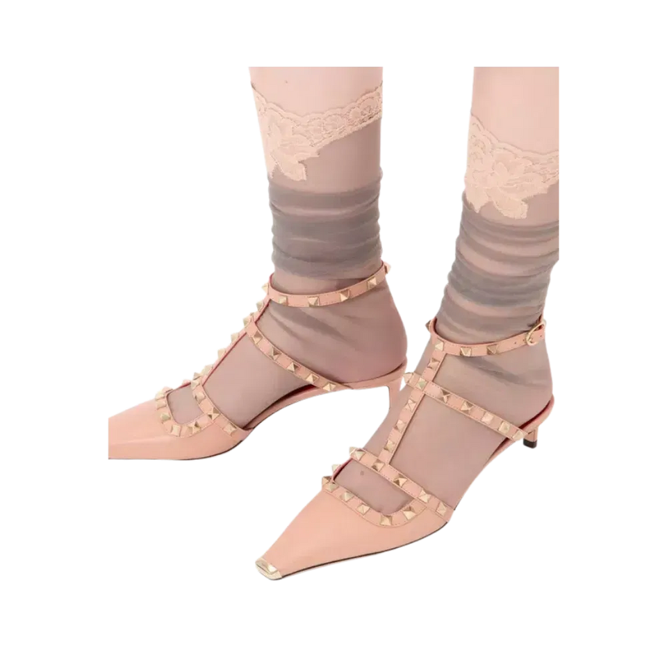 Valentino Rockstud Court Shoes In Kid Leather 40mm Phard