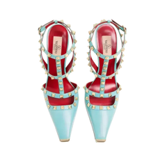 Valentino Rockstud Kidskin Pumps 100mm Azure