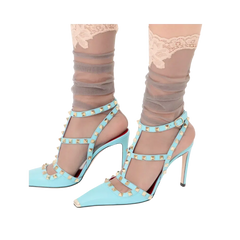 Valentino Rockstud Kidskin Pumps 100mm Azure