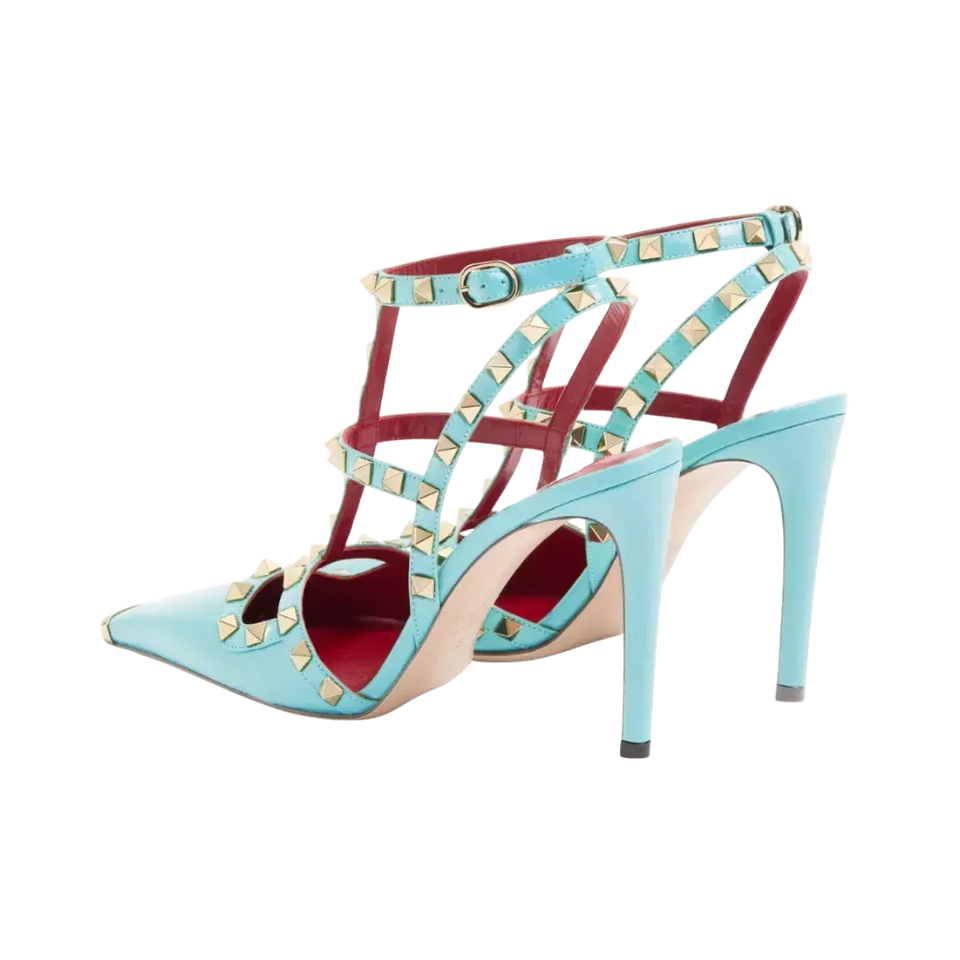 Valentino Rockstud Kidskin Pumps 100mm Azure