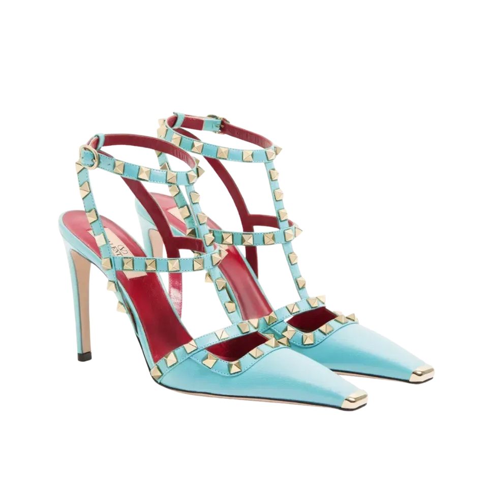 Valentino Rockstud Kidskin Pumps 100mm Azure