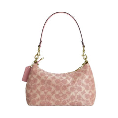 Coach Teri Shoulder Bag In Signature Beaded Satin in Gold Pink