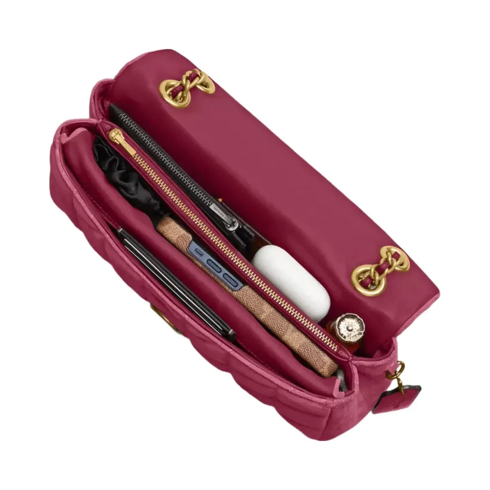 Coach Tabby Shoulder Bag 26 With Quilting Brass Dark Fuchsia