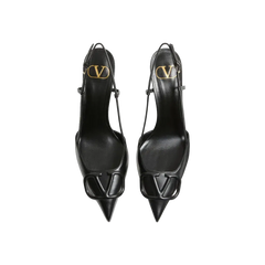 Valentino VLogo Signature Calfskin Slingback Pump 80mm Black