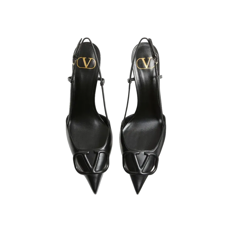 Valentino VLogo Signature Calfskin Slingback Pump 80mm Black
