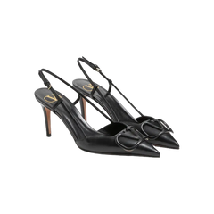 Valentino VLogo Signature Calfskin Slingback Pump 80mm Black