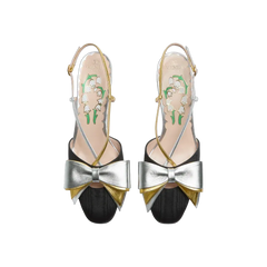 Valentino Bowow Slingback Pumps In Moirè Fabric 45mm Silver