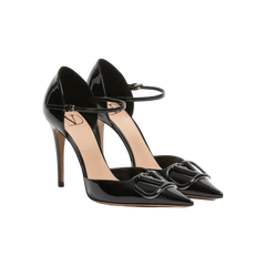 Valentino VLogo Signature D'Orsay Patent Leather Pumps 100mm Black