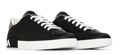 Dolce and Gabbana Men's Logo Portofino Leather Low-Top Trainers Nero/Argento