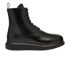 Alexander McQueen Leather Wedge Lace-Up Boot Black