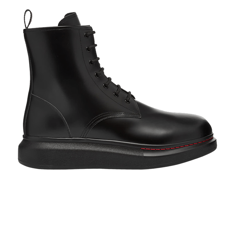Alexander McQueen Leather Wedge Lace-Up Boot Black