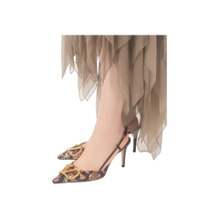 Valentino VLogo Signature Slingback Décolleté With Animalier Embroidery 80 mm Brown