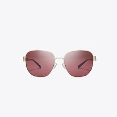 Tory Burch Miller Metal Square Sunglasses BRUSHED LIGHT GOLD/WINE