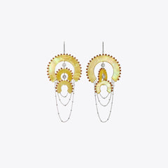 Tory Burch Curiosity Chandelier Earrings Antique Light Silver / Yellow