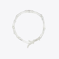 Tory Burch Curiosity Coral Necklace Light Silver / Crystal