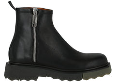 Off-White Sponge Sole Leather Zip Boot Black