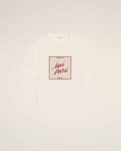 White Cotton Ami Paris Heritage Print T-Shirt Cream