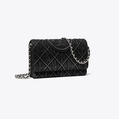 Tory Burch Fleming Denim Chain Crossbody Black