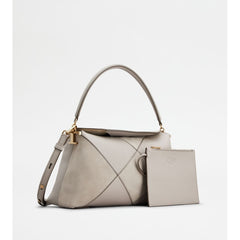 Tods T Case Tote Messenger Bag In Leather Small Grey