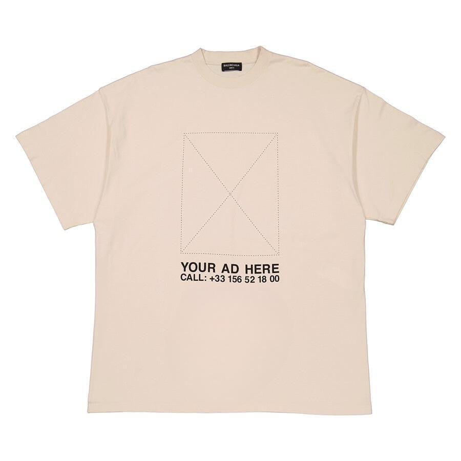 Balenciaga Your Ad Here Chalky White Oversized Logo Cotton T-Shirt