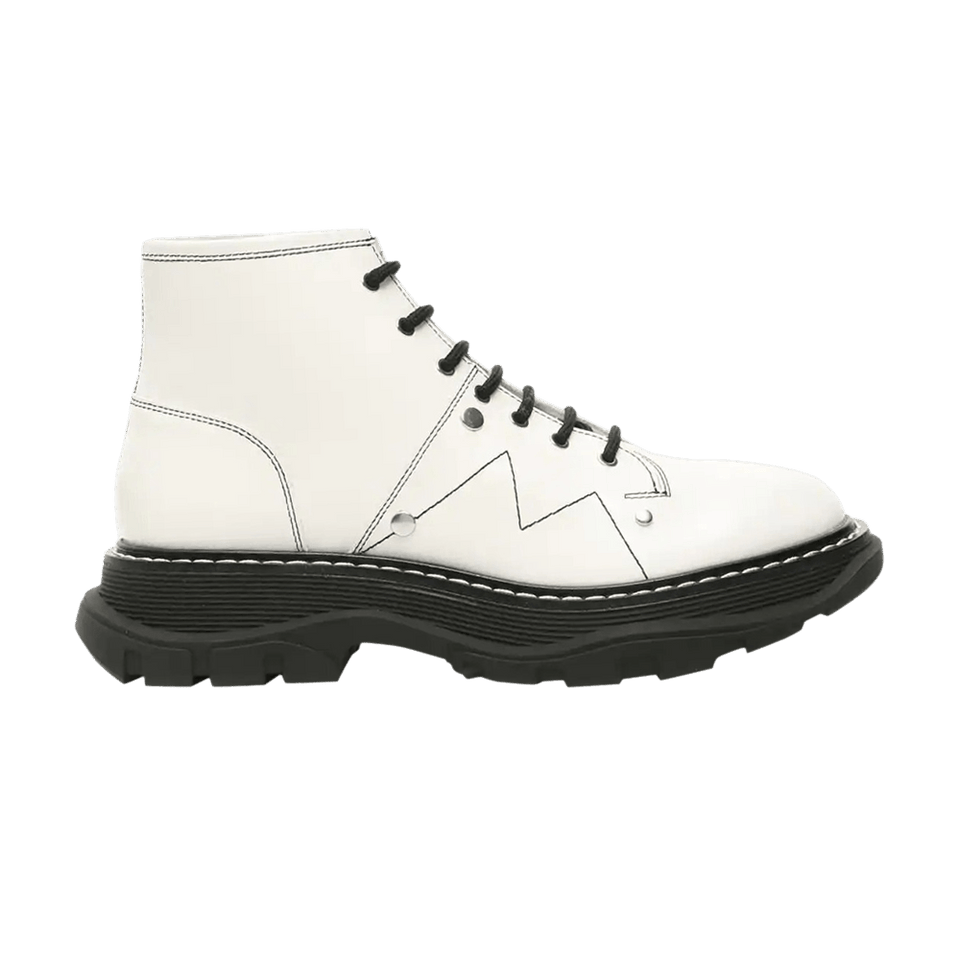 Alexander McQueen Wmns Tread Slick Lace Up Boot 'Ivory Black'