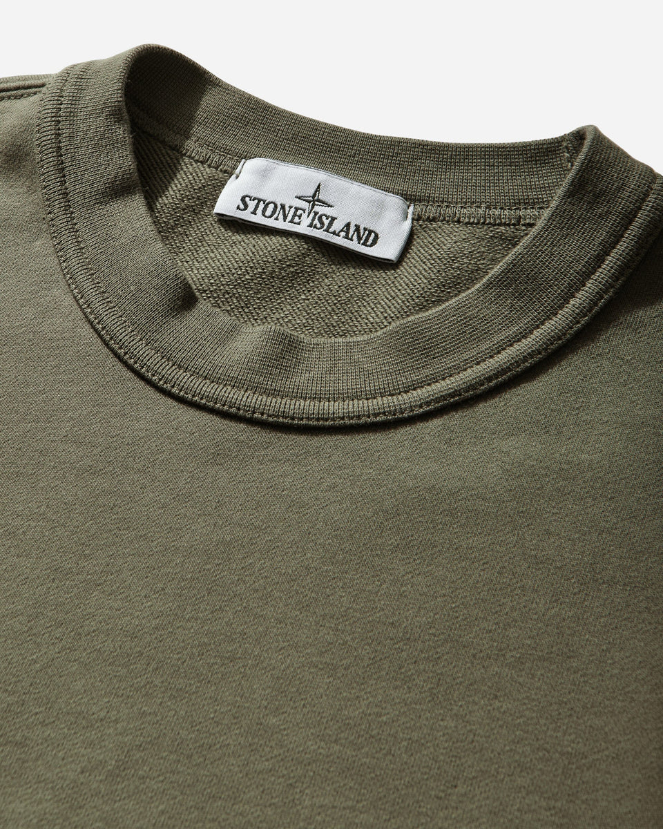 Stone Island Men's Cotton Fleece Pocket Crewneck Sweatshirt Military Green