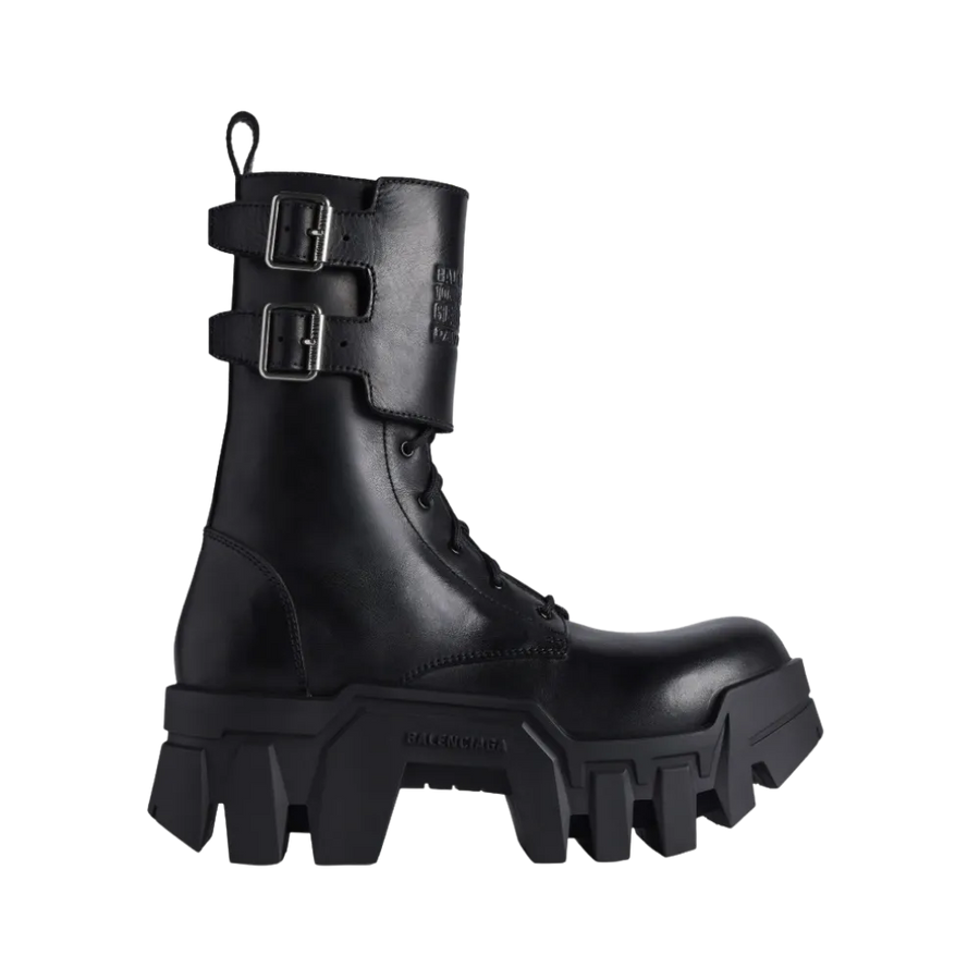 Balenciaga Bulldozer Combat Lace-up Boot In Black