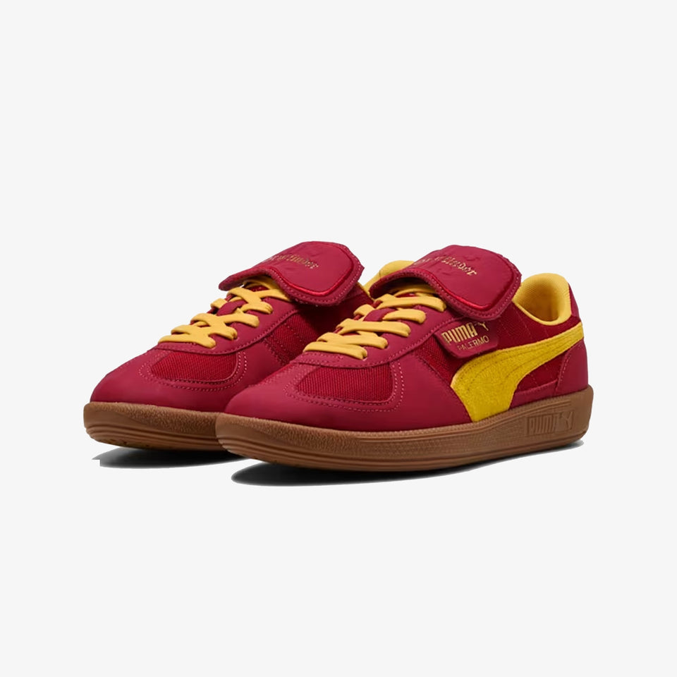 PUMA x HARRY POTTER PALERMO HAIRY SUEDE FORMSTRIP { DARK CRIMSON-YELLOW SIZZLE