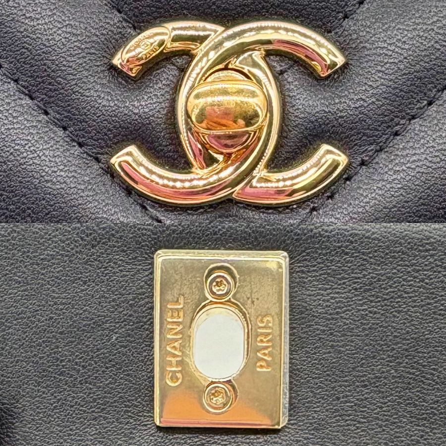 CS062 - CHANEL Black Lambskin Chevron Mini Flap Bag