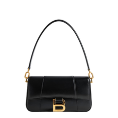 Balenciaga Hourglass Small Calfskin Shoulder Bag - Black