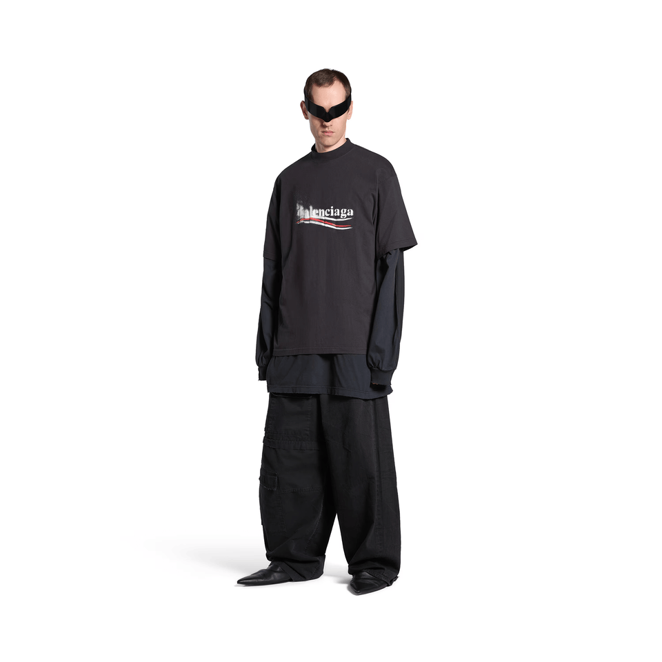 BALENCIAGA Political Stencil Medium Fit Tee Black/White (SS25)