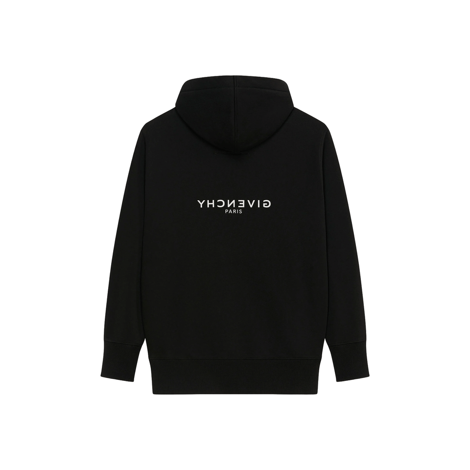 GIVENCHY Classic Fit Reverse Print Hoodie Black (FW22)