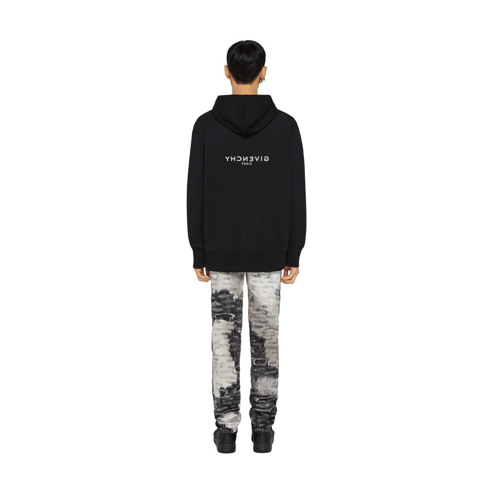 GIVENCHY Classic Fit Reverse Print Hoodie Black (FW22)