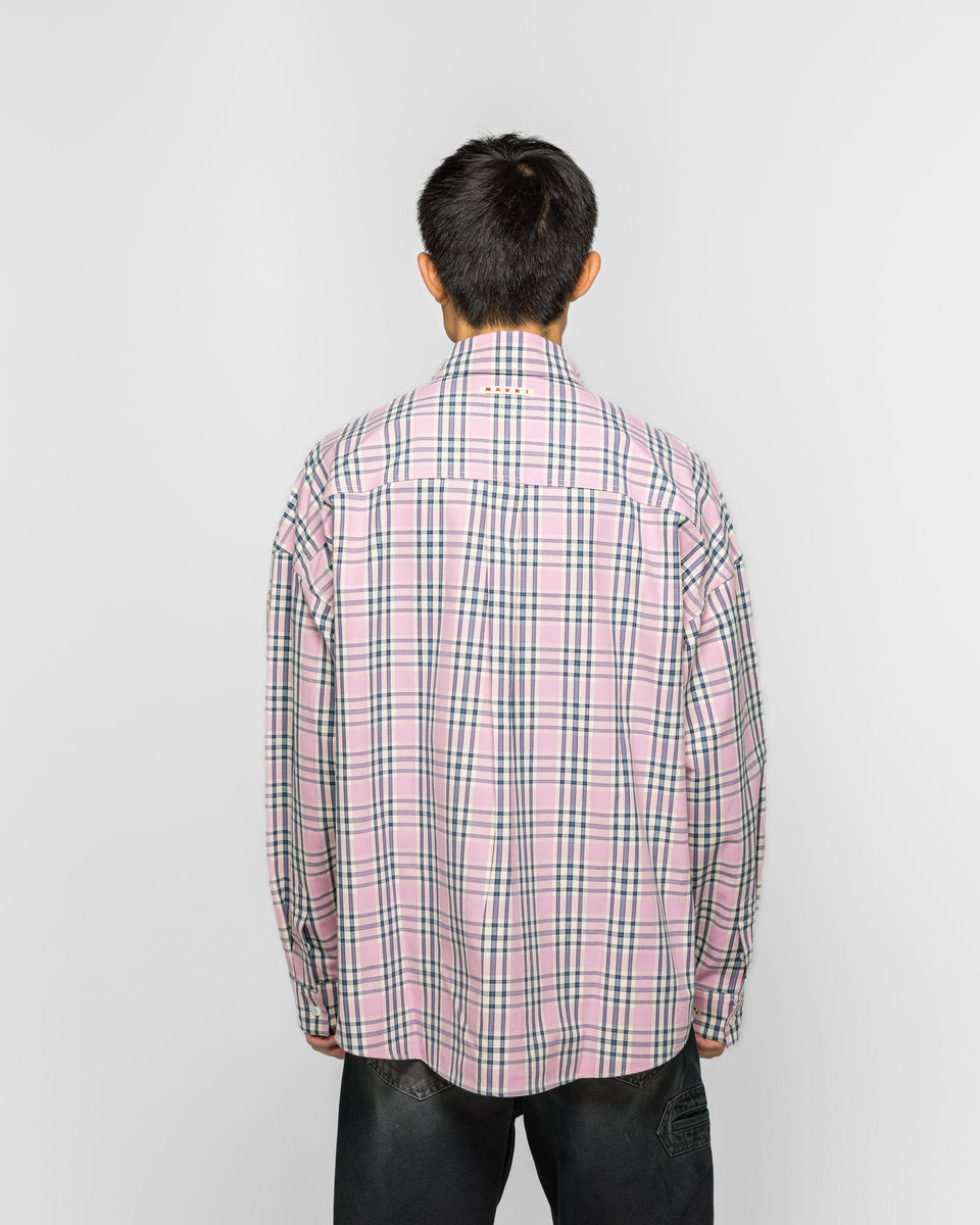 Marni Check Compact Cotton Long-Sleeved Shirt - Quartz