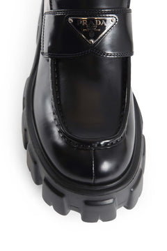 Prada Brushed Leather Monolith Loafers