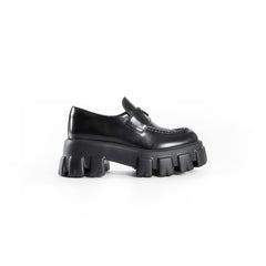 Prada Brushed Leather Monolith Loafers