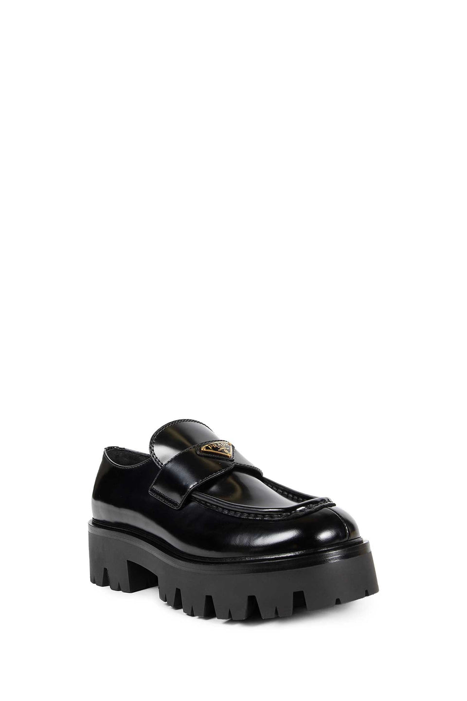 Prada Brushed Leather Platform Loafers