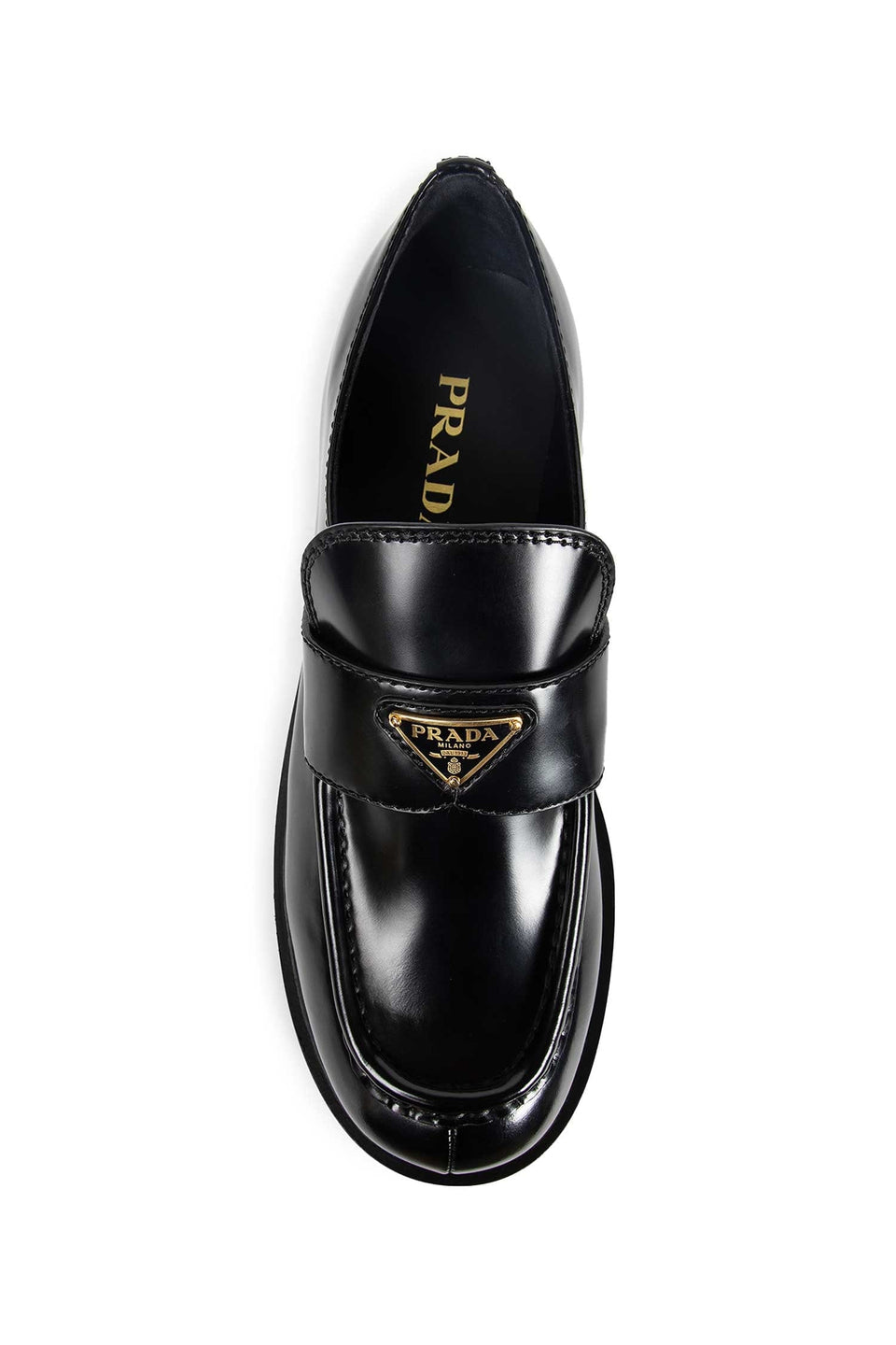 Prada Brushed Leather Platform Loafers