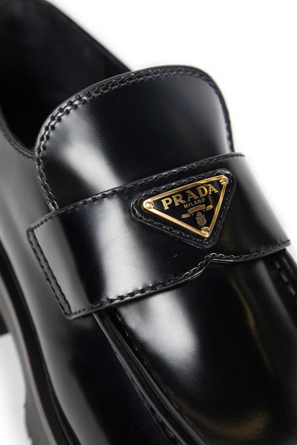 Prada Brushed Leather Platform Loafers