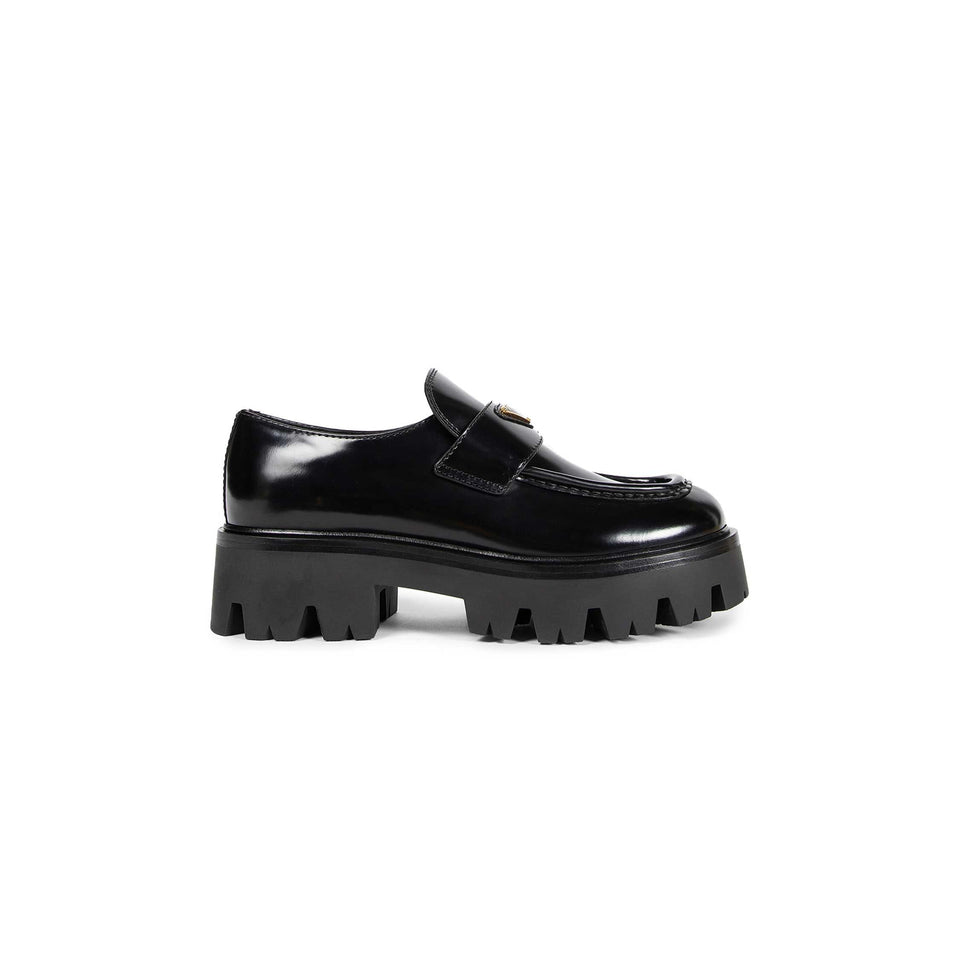 Prada Brushed Leather Platform Loafers