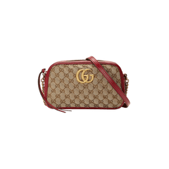 Gucci GG Marmont Small Shoulder Bag Beige/New Cherry Red