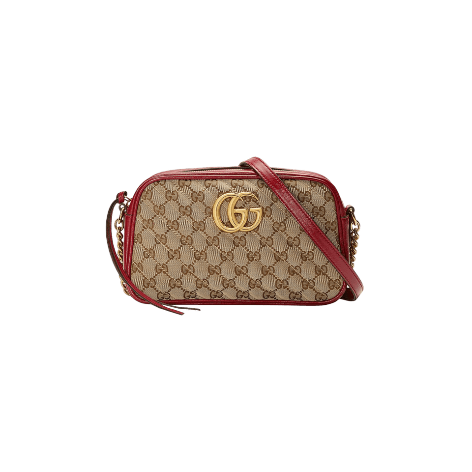 Gucci GG Marmont Small Shoulder Bag Beige/New Cherry Red