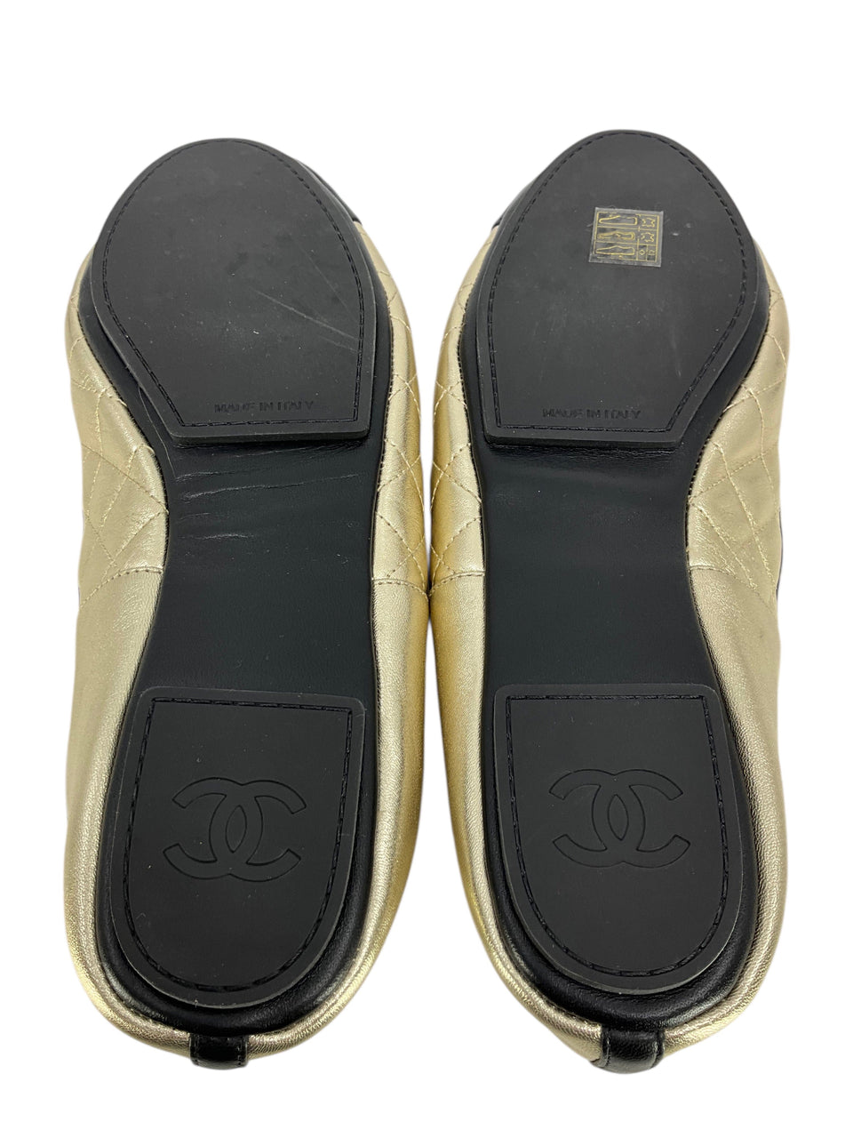 Chanel Laminated Lambskin Quilted CC Cap Toe Loafer Size 12