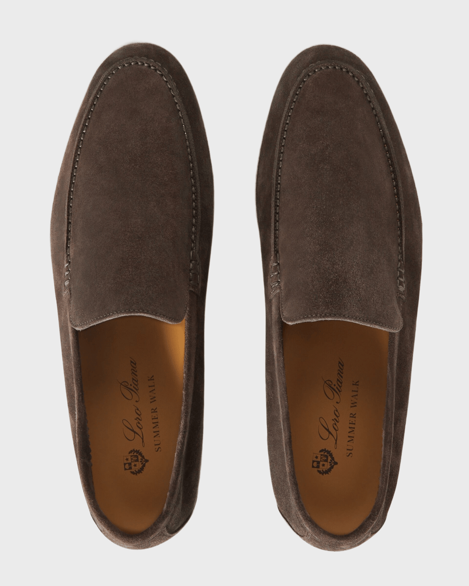 Loro Piana Summer Walk Warm Loafers Gray