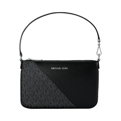 Michael Kors Jet Set Travel Small Signature Logo and Smooth Wristlet Black