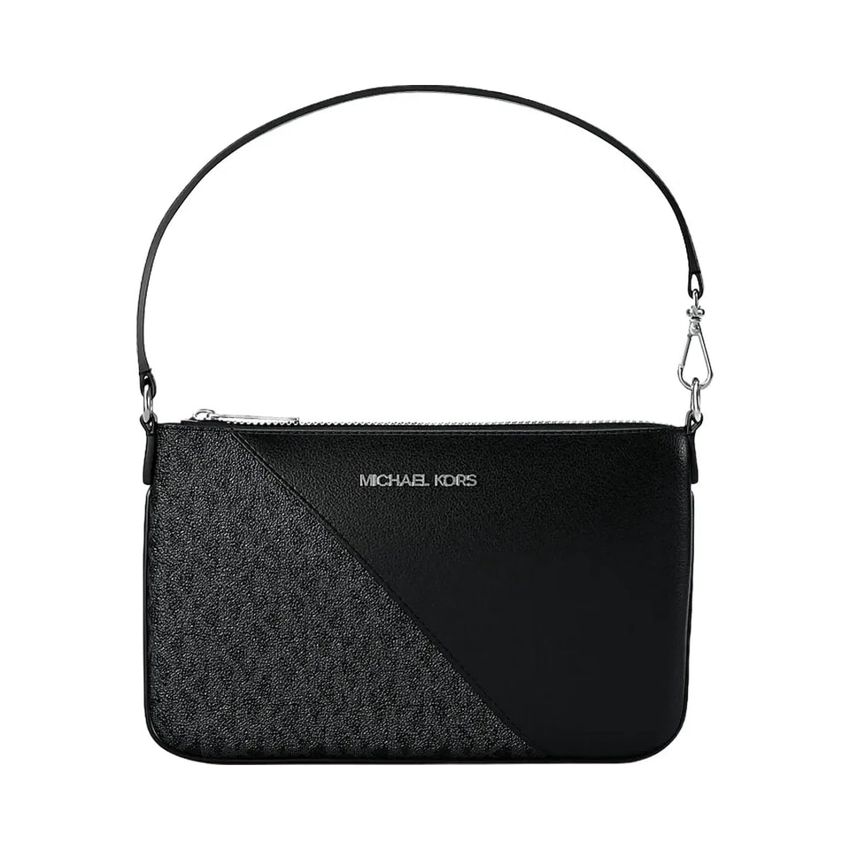 Michael Kors Jet Set Travel Small Signature Logo and Smooth Wristlet Black